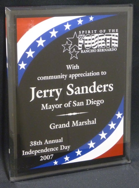 RB Independence Day Grand Marshal Plaque | City of San Diego Official ...