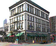A picture of the Old City Hall, a historic building located at 664 Fifth Avenue in the heart of the Gaslamp Quarter.