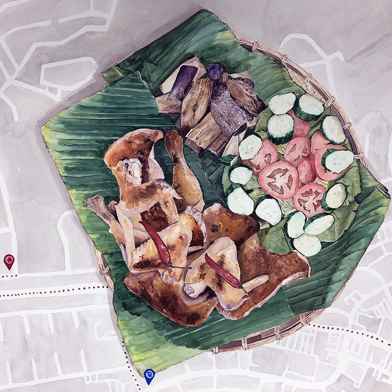 Watercolor of park gathering