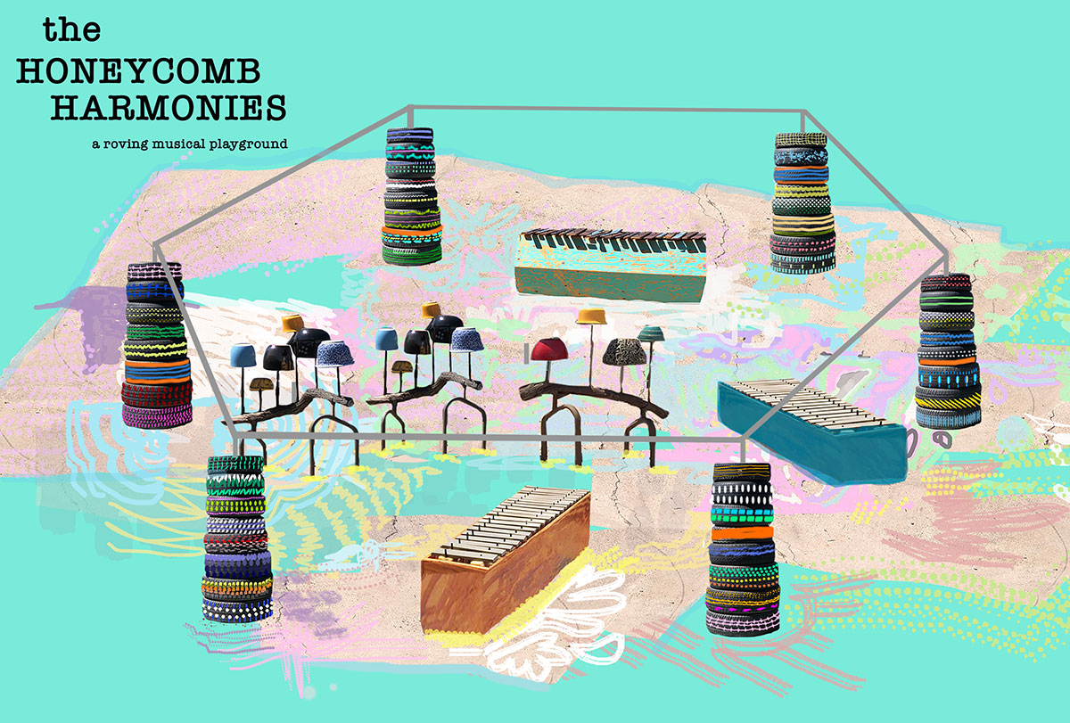 Illustration of Honeycomb Harmonies project installation