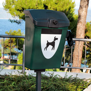 Pet waste container at a park