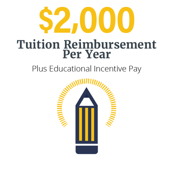 $2,000 tuition reimbursement per year plus educational incentive pay