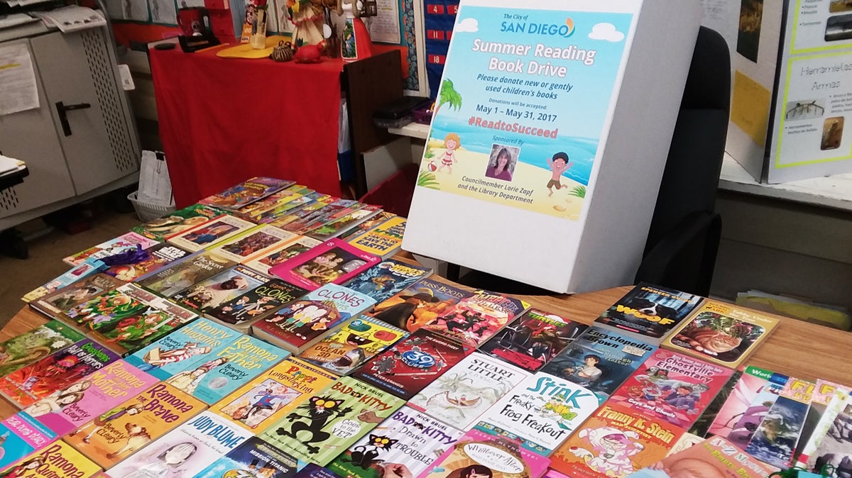 Photo of books collected from the 2017 Summer Reading Book Drive.