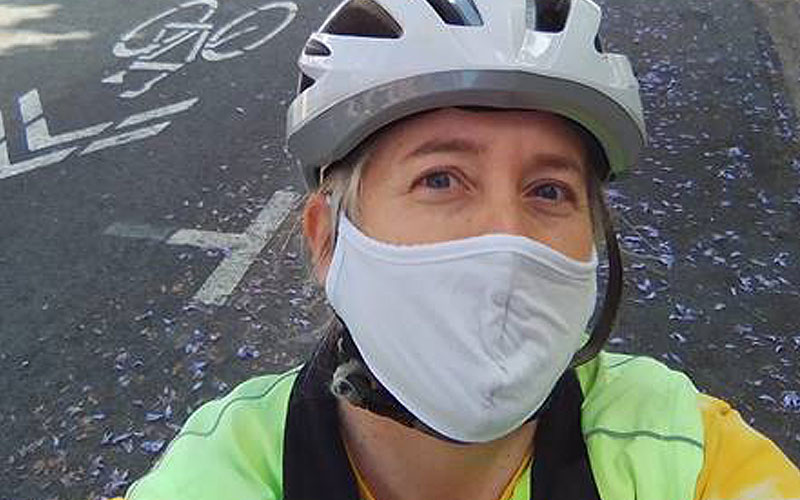 Laura Ball takes a selfie while out on a bike ride