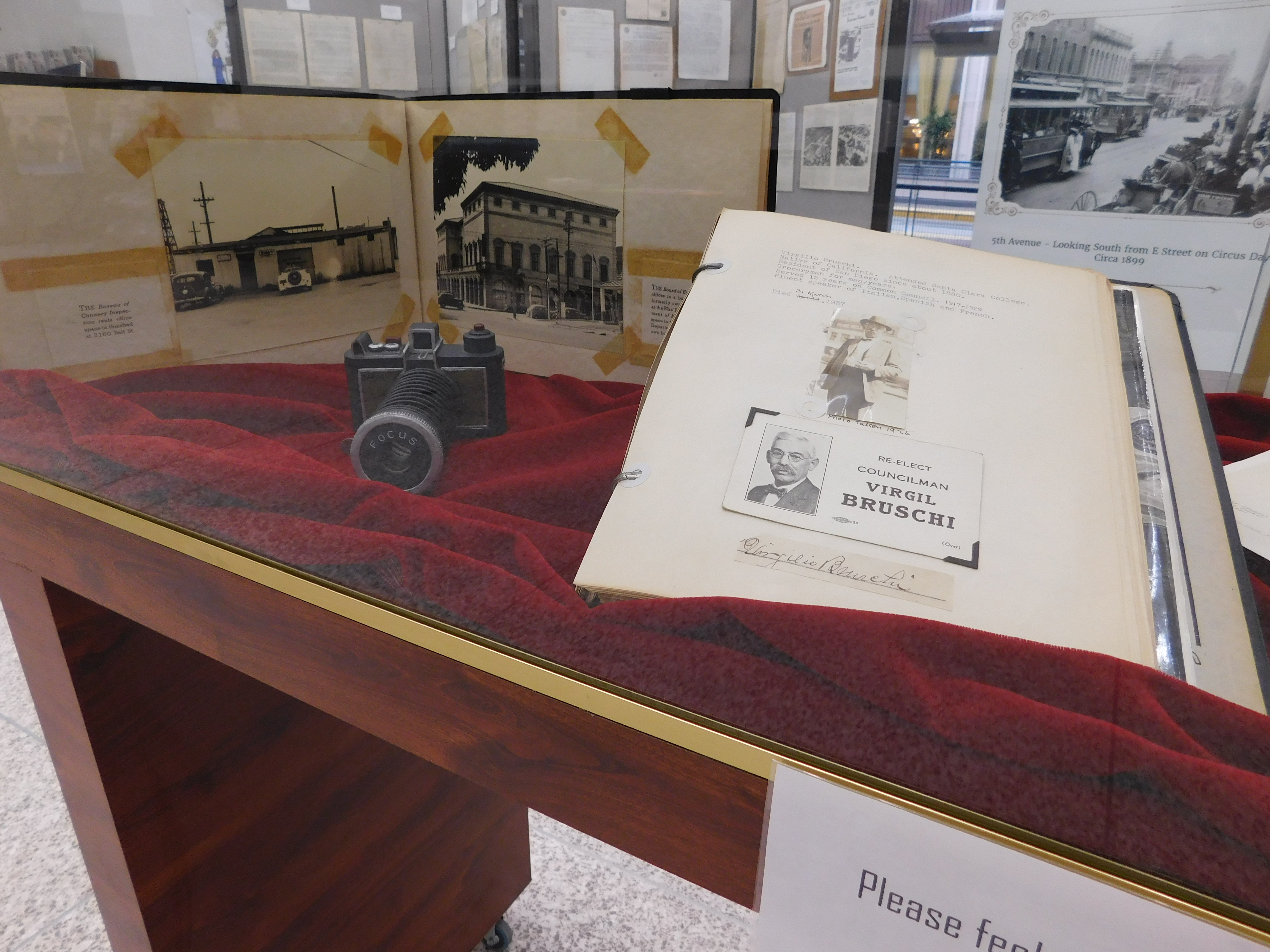 Display cabinet with enduring records of past councilmembers and mayors