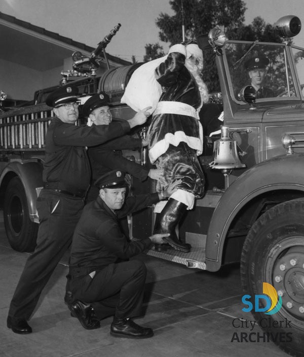 Santa Claus with Firemen in 1966