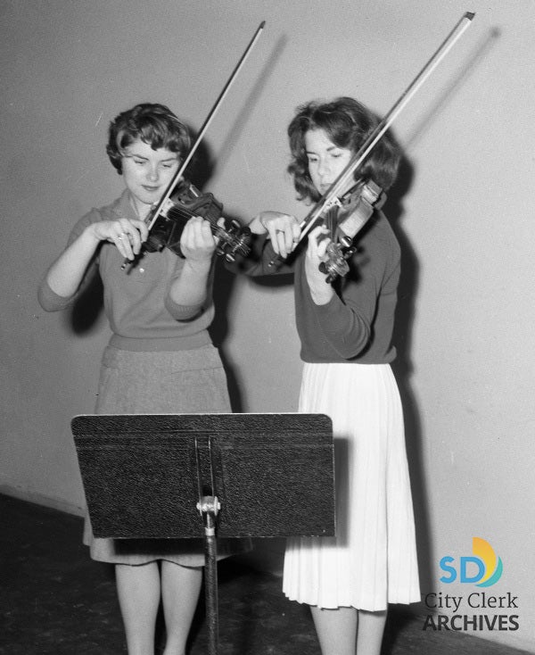 Sandra Chuckta and Laurie Kostakis 1960 San Diego Youth Symphony