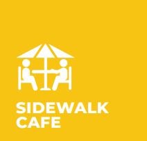 A sidewalk cafe icon.