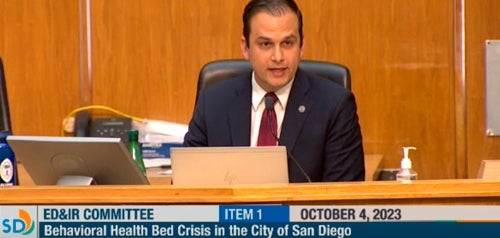 Raul Campillo chairing a Economic Development & Intergovernmental Relations Committee meeting