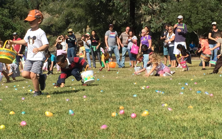 Kids at an easter egg hunt