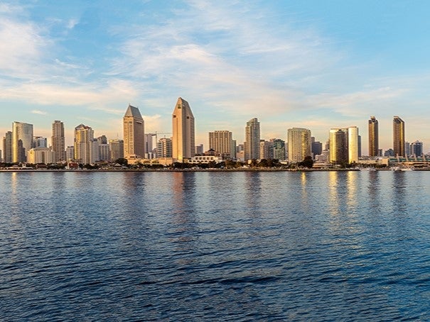 San Diego's skyline with the waterfront in the foreground