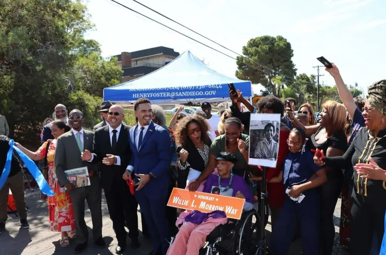 Community gathers to celebrate Willie L. Morrow Way Unveiling.