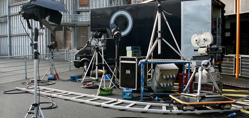 Filming equipment at a film production set