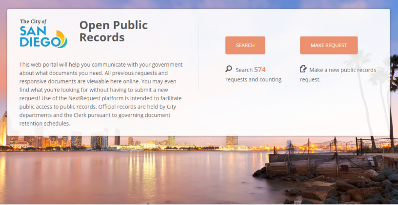 Screen Capture of Open Public Records Site