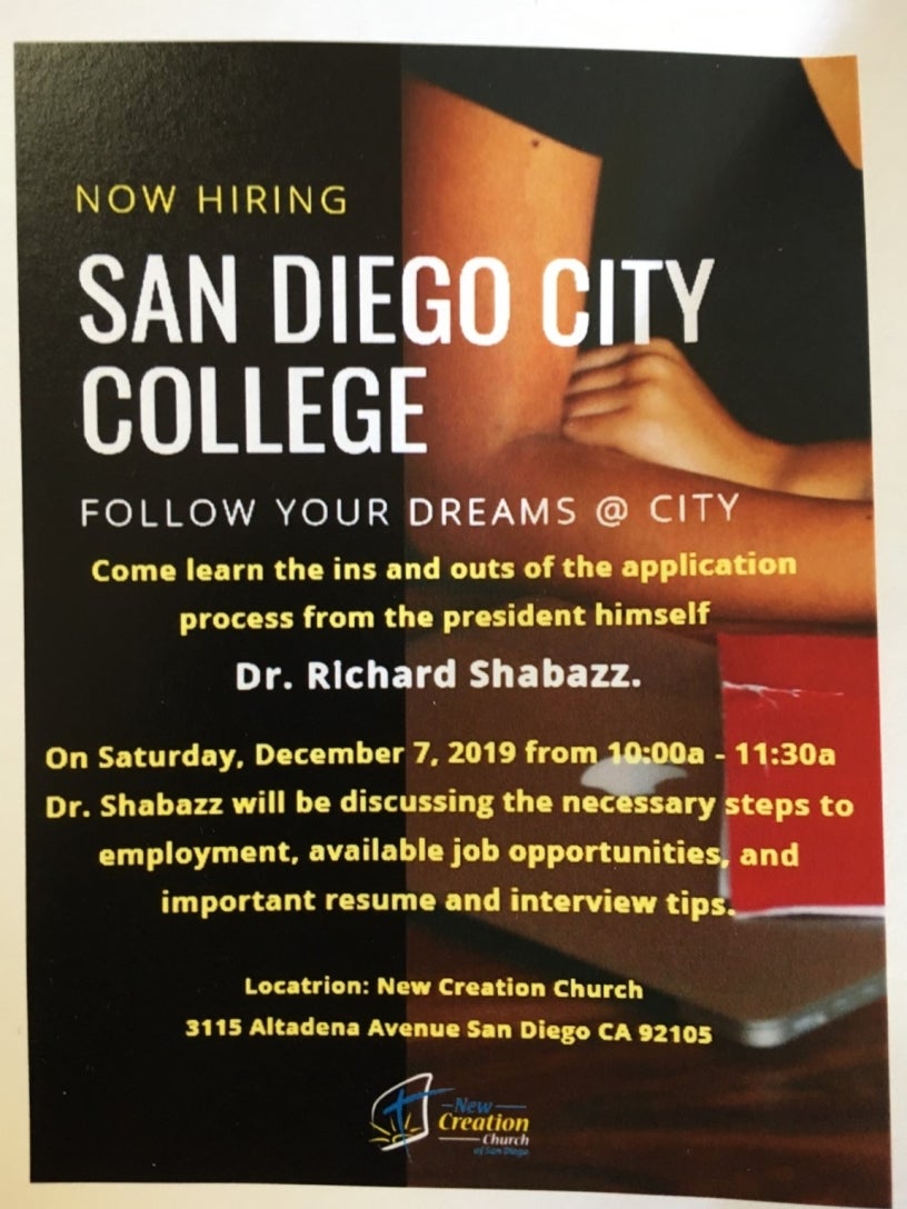 NOW HIRING San Diego City College Council President Pro Tem Monica