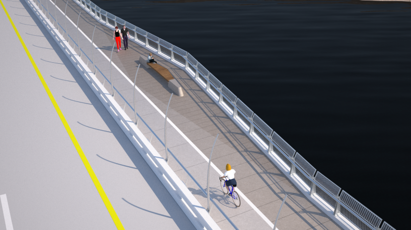 A rendering of the proposed bike path on the West Mission Bay Drive Bridge. 