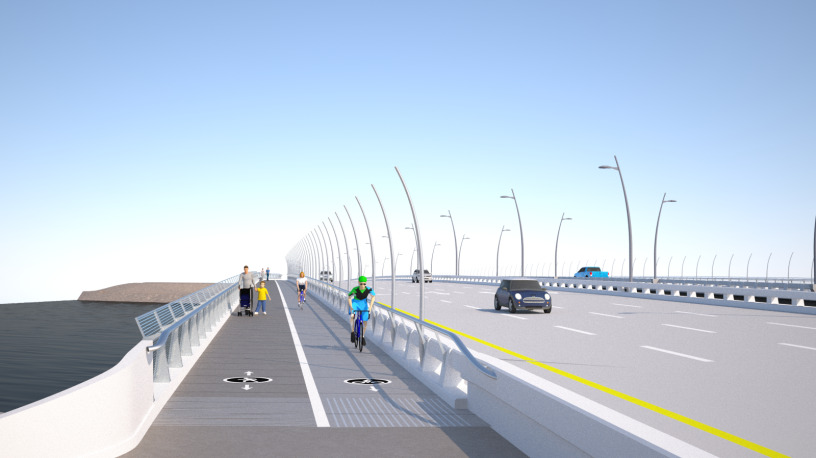 A rendering of the proposed bikepath for the West Mission Bay Drive Bridge. 