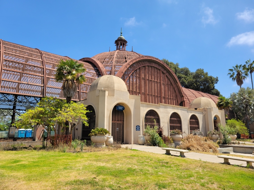 Exterior of the Balboa Park Botanical Building during construction