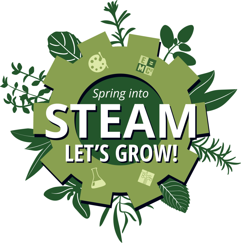 2022 Spring into STEAM Let's Grow logo