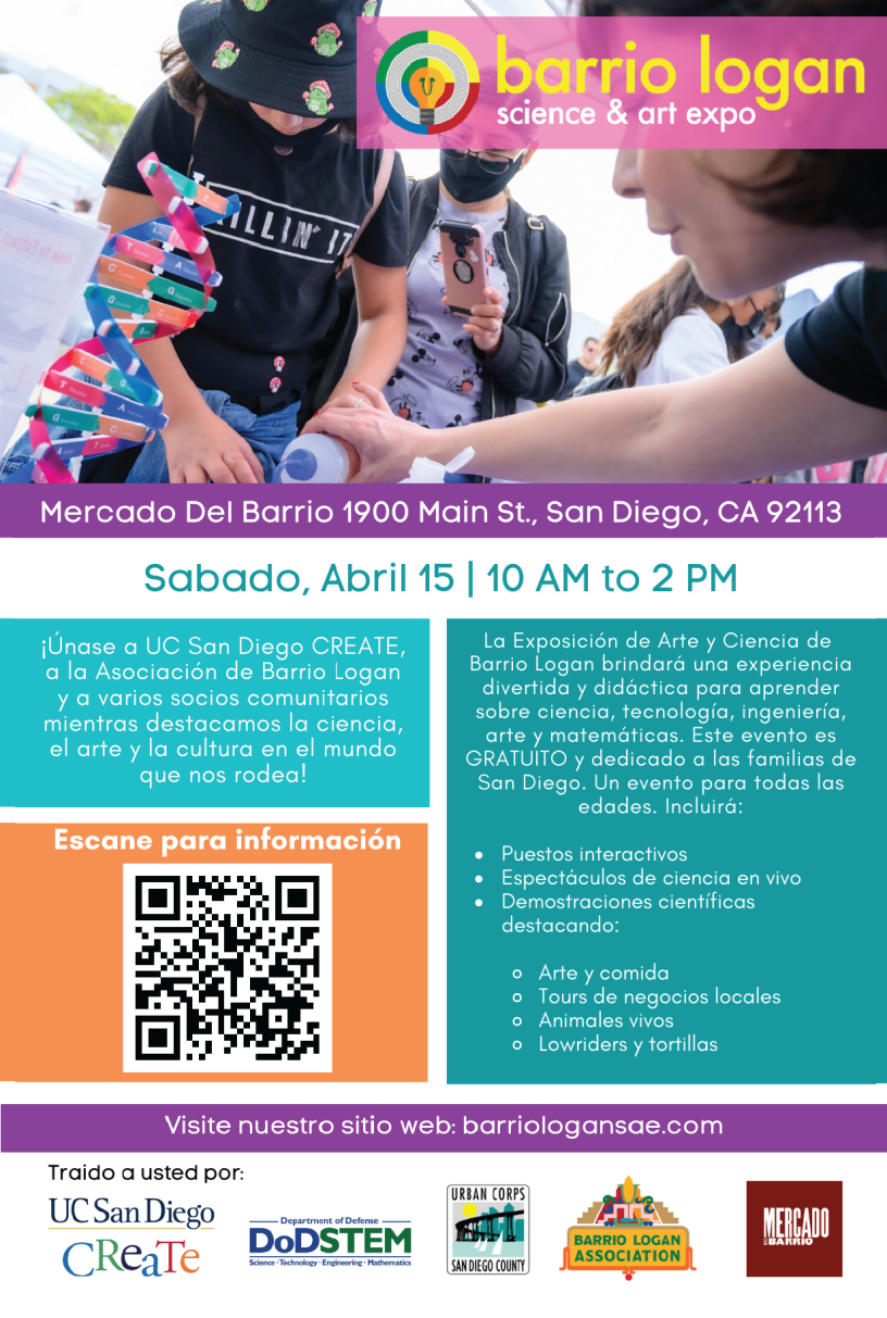 Barrio Logan Science & Art Expo Spanish flyer