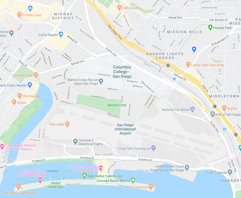Google map of airport area