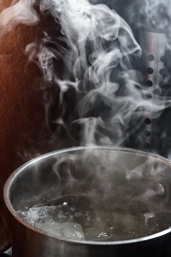 pan of boiling water