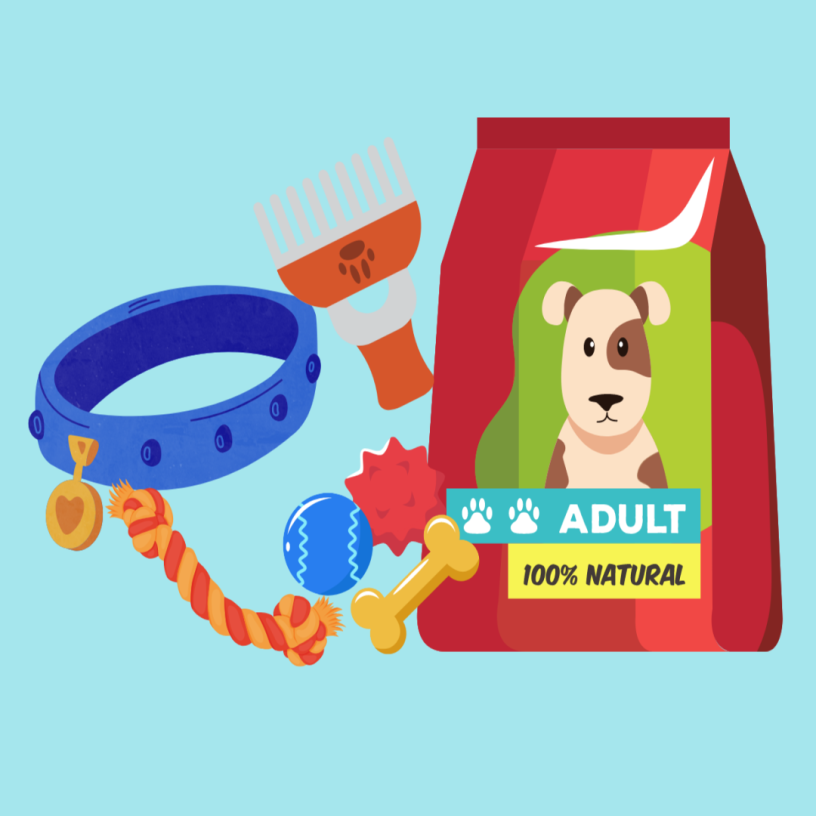Illustrated dog donation items