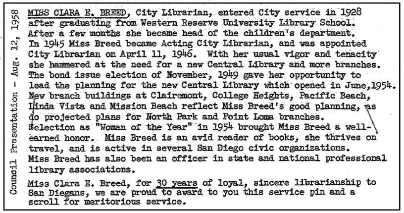 Description of Clara Breed from Council Presentation