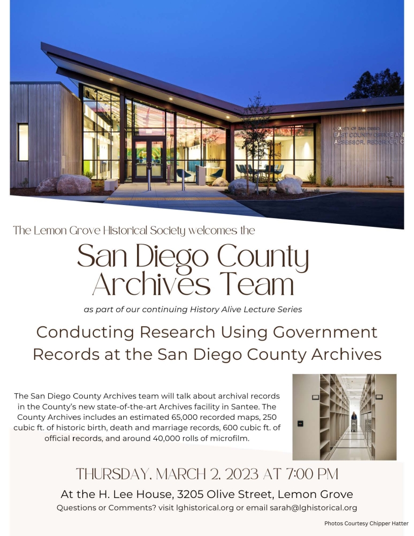 San Diego County Archives Team 