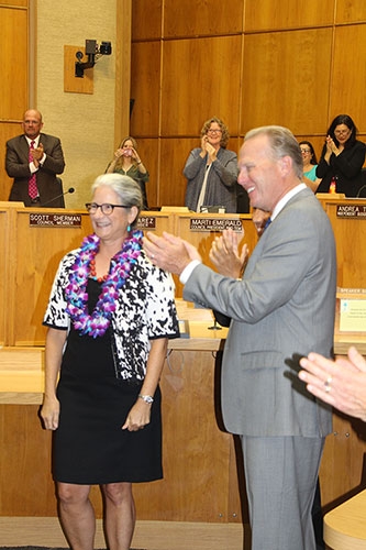 Photo of Dr. Danell Scarborough with Mayor Kevin Faulconer