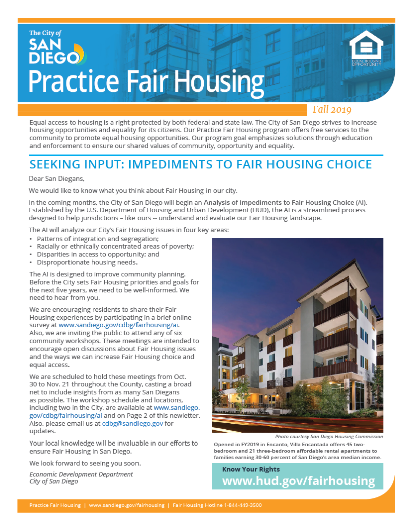 Cover Fall 2019 Fair Housing Newsletter