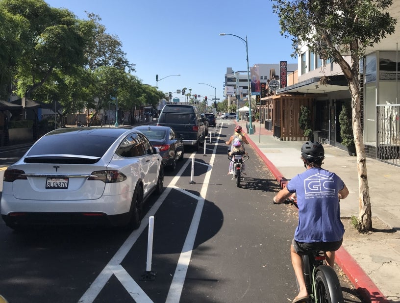 Family biking on 30th