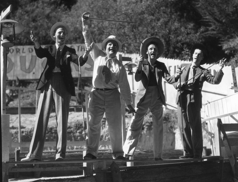 Four entertainers having fun at the 1935 Expo
