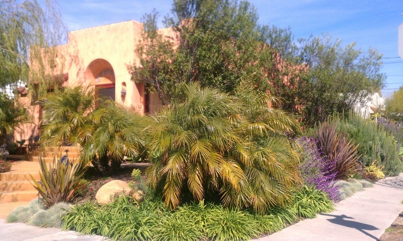 Spanish style home with drought tolerant landscaping