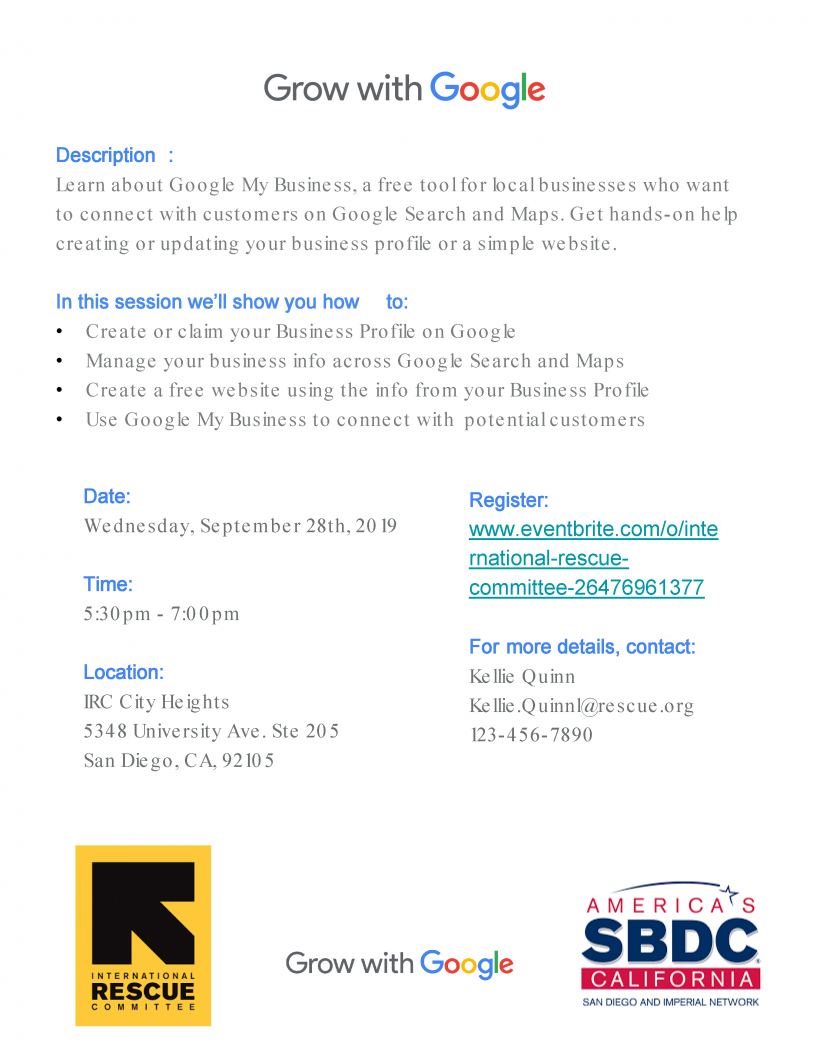 Grow with google event flyer