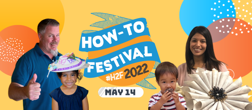 How-To Festival logo with presenters