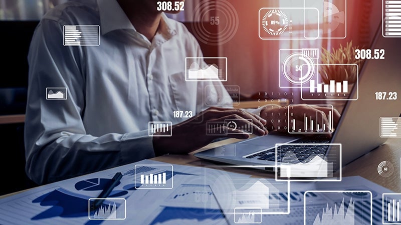 man auditing financials