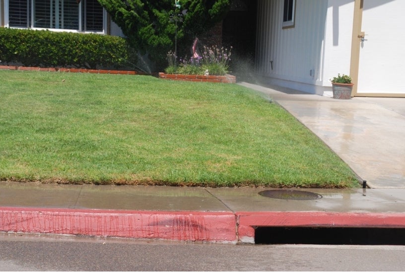 Lawn being watered by sprinklers