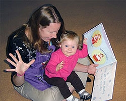 Photo of mom practicing baby sign language with daughter at Tierrasanta Branch Library