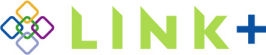 Logo for Link+: Green wording with blue plus sign