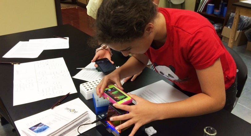 Student working a project in the Bio Lab at the La Jolla Library