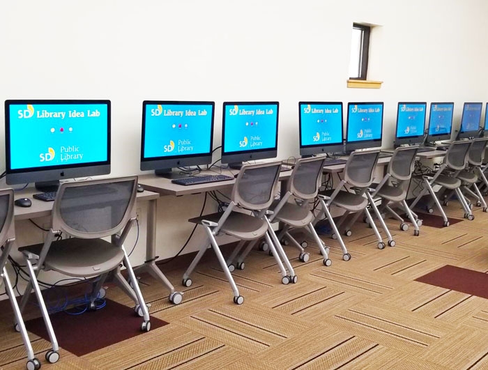Multimedia stations at Logan Heights Library