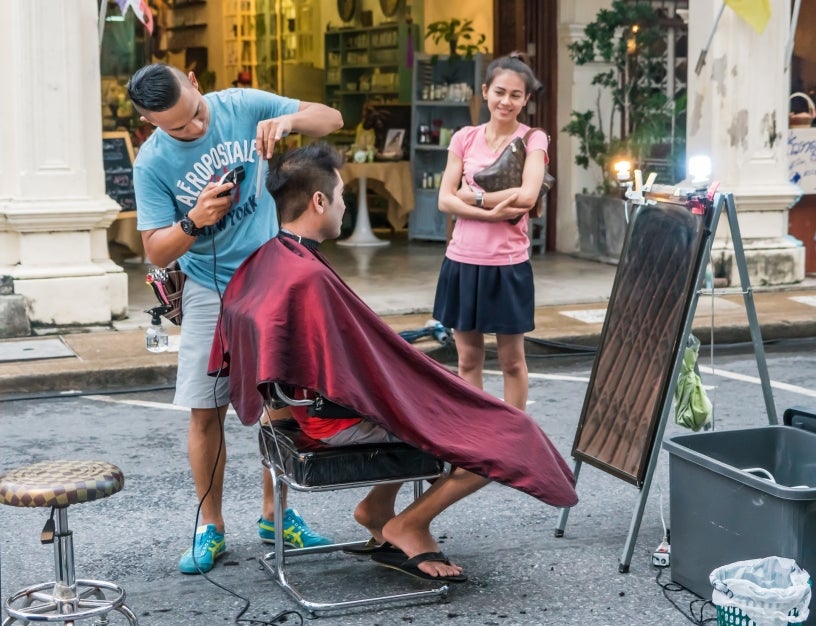 Outdoor haircut