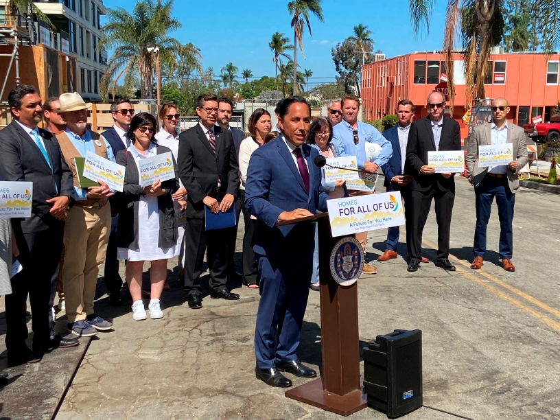Todd Gloria speaking at news conference