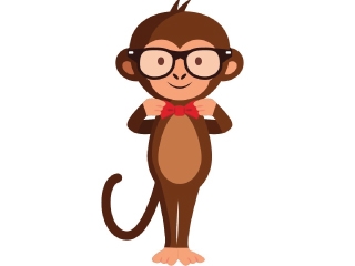 Graphic of monkey in bow tie