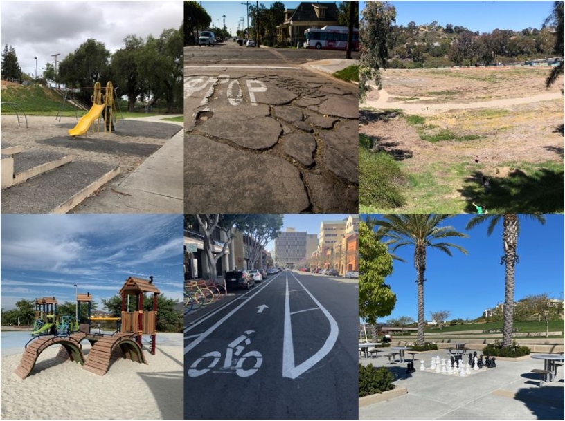 collage of parks and streets