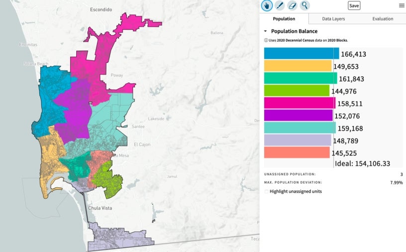 Map of City of San Diego Council Districts