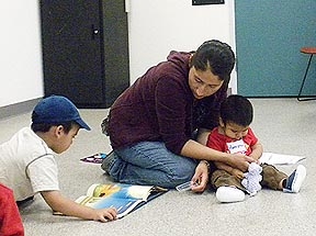 Mariana Gomez with her sons, Felipe and German at City Heights Families for Literacy Program.