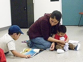 Mariana Gomez with her sons, Felipe and German at City Heights Families for Literacy Program.