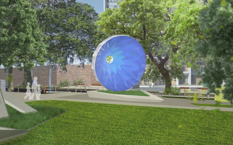 Conceptual rendering of artwork in development for East Village Green